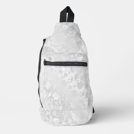 Witte satijnen damast sling bag (Voorkant)