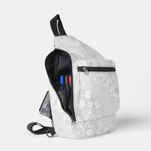 Witte satijnen damast sling bag (Open)
