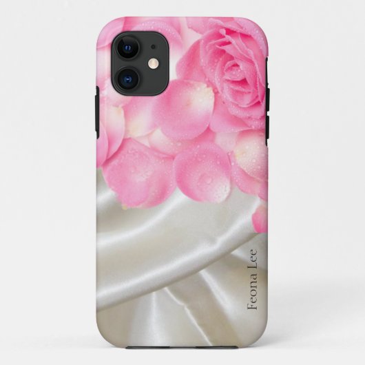 Witte satijnen lakens en roze rozen Case-Mate iPhone case (Achterkant)