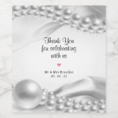 Witte Satijnen Stof Parels Bruiloft en Jubileum Wijn Etiket (Enkel label)