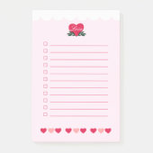 Witte Scallop Roze Harten Liefde Valentijnsdag Post-it® Notes (Voorkant)