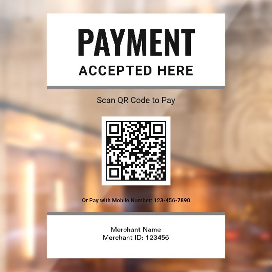 Witte Scan om QR-code zakelijke betaling te betale Raamsticker (Vel 2)