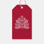 Witte Scandinavische volkskunst Nordic Christmas T Cadeaulabel (Achterkant)