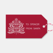 Witte Scandinavische volkskunst Nordic Christmas T Cadeaulabel (Voorkant (Horizontaal))