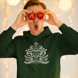 Witte Scandinavische volkskunst Nordic Christmas T Hoodie