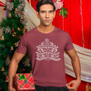 Witte Scandinavische volkskunst Nordic Christmas T T-shirt
