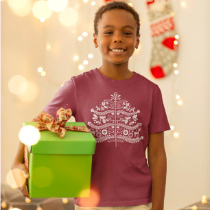 Witte Scandinavische volkskunst Nordic Christmas T T-shirt