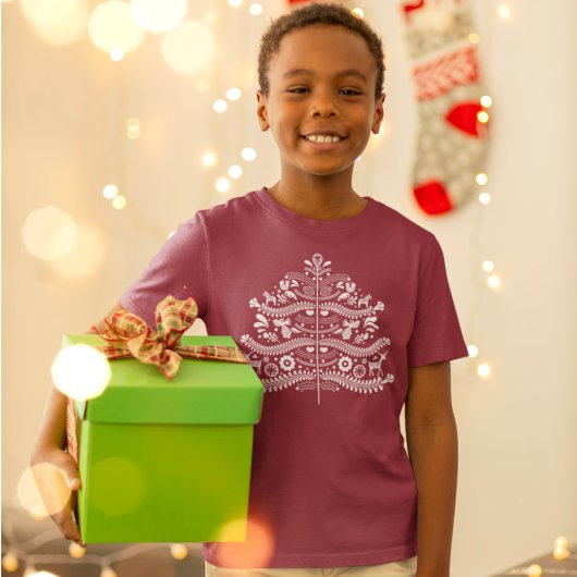 Witte Scandinavische volkskunst Nordic Christmas T T-shirt