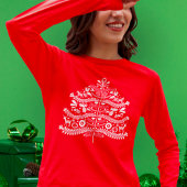 Witte Scandinavische volkskunst Nordic Christmas T T-shirt