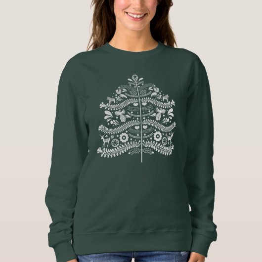Witte Scandinavische volkskunst Nordic Christmas T Trui (Voorkant)