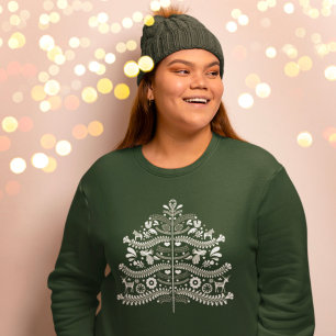 Witte Scandinavische volkskunst Nordic Christmas T Trui