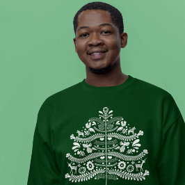 Witte Scandinavische volkskunst Nordic Christmas T Trui