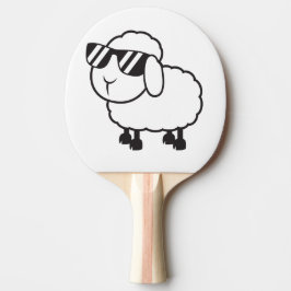 Witte schaap in zonnebril Cartoon Tafeltennisbatje