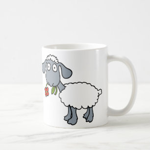 Witte schaap twee schattige lammetjes met rode blo koffiemok