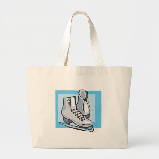 witte schaatsen grote tote bag (Voorkant)