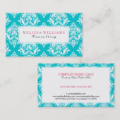 Witte  schade op de achtergrond van Turquoise Visitekaartje (Voorkant / Achterkant)
