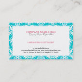 Witte  schade op de achtergrond van Turquoise Visitekaartje (Achterkant)