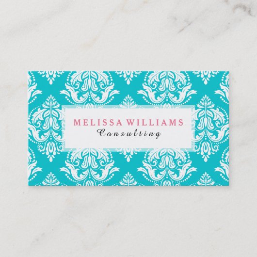 Witte  schade op de achtergrond van Turquoise Visitekaartje (Voorkant)
