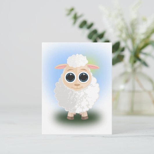 Witte schapen briefkaart (Staand voorkant)
