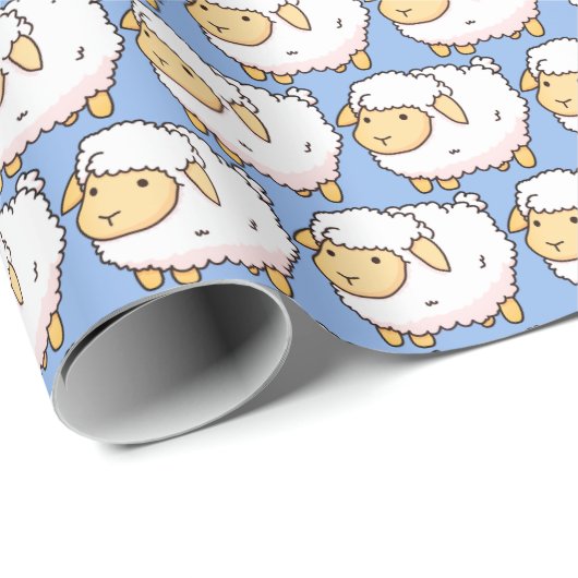 Witte schapen cadeaupapier (Rol Hoek)