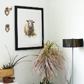 witte schapen in een weide die in waterkleur is ge canvas afdruk