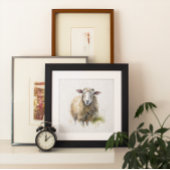 witte schapen in een weide die in waterkleur is ge canvas afdruk