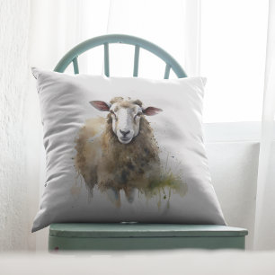 witte schapen in een weide die in waterkleur is ge kussen