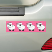 Witte schapen in zonnebrillen Cartoon Bumpersticker (Op auto)