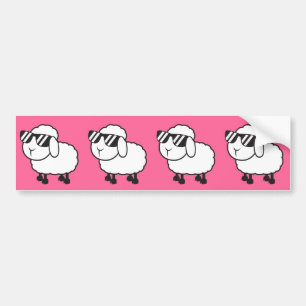 Witte schapen in zonnebrillen Cartoon Bumpersticker