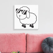 Witte schapen in zonnebrillen Cartoon Canvas Afdruk (Insitu (Woonkamer))