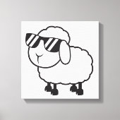 Witte schapen in zonnebrillen Cartoon Canvas Afdruk (Voorkant)