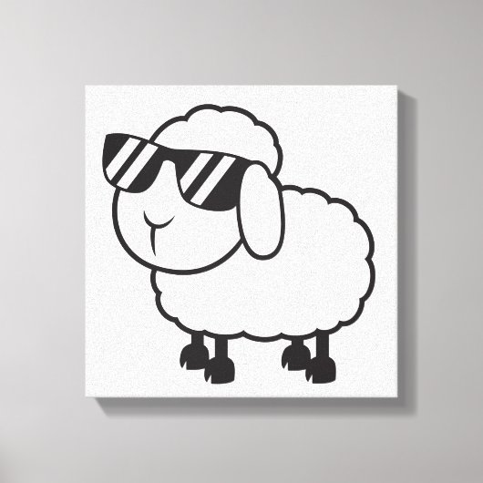Witte schapen in zonnebrillen Cartoon Canvas Afdruk (Voorkant)