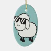 Witte schapen in zonnebrillen Cartoon Keramisch Ornament (Rechts)