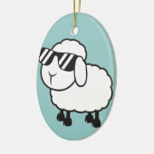 Witte schapen in zonnebrillen Cartoon Keramisch Ornament (Links)