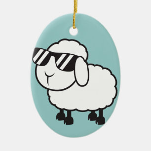 Witte schapen in zonnebrillen Cartoon Keramisch Ornament
