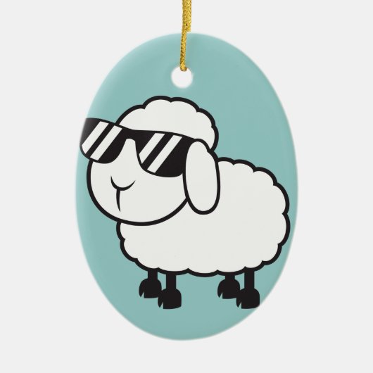 Witte schapen in zonnebrillen Cartoon Keramisch Ornament (Voorkant)