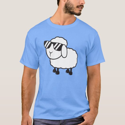 Witte schapen in zonnebrillen Cartoon T-shirt (Voorkant)