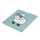 Witte schapen in zonnebrillen Cartoon Tegeltje (Zijkant)