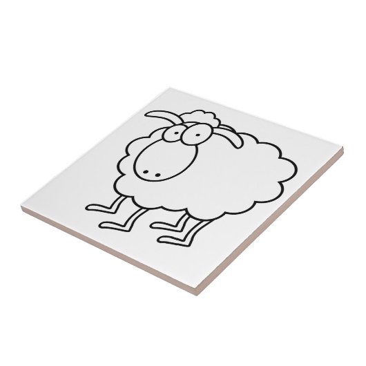 Witte Schapen Keramische Tegel Tegeltje (Zijkant)