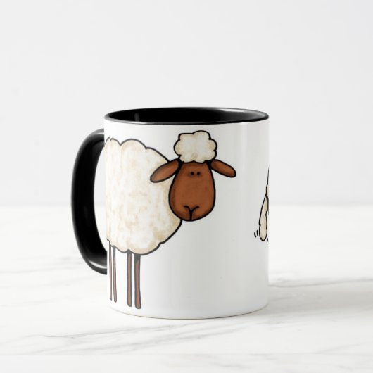 witte schapen mok (Voorkant links)