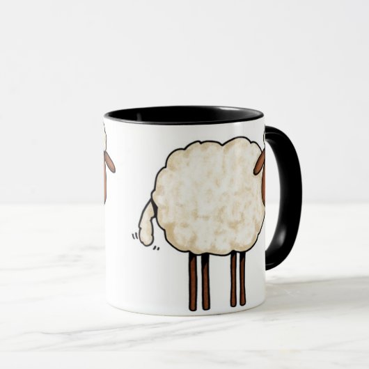 witte schapen mok (Voorkant rechts)