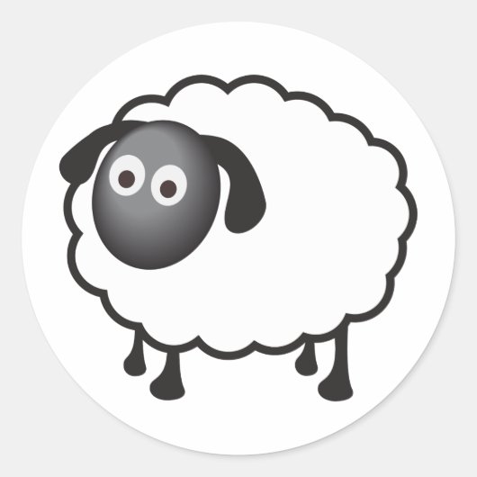 Witte schapen ronde sticker (Voorkant)