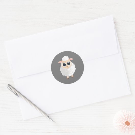 Witte schapen ronde sticker (Envelop)