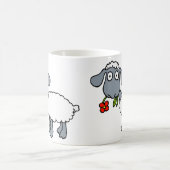 Witte schapen twee luiken met rode bloemen koffiemok (Center)