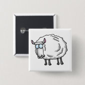 Witte schapen vierkante button 5,1 cm (Voorkant /achterkant)
