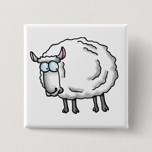 Witte schapen vierkante button 5,1 cm (Voorkant)