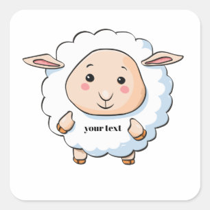 Witte schapen vierkante sticker