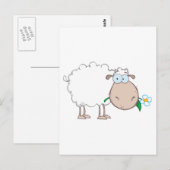 Witte schapenkartoneel die een ventilator eet briefkaart (Voorkant / Achterkant)