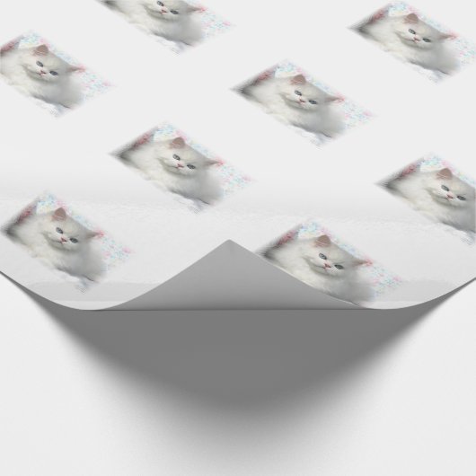 Witte Schattige Perzische kat Cadeaupapier (Hoek)