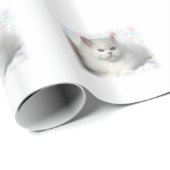 Witte Schattige Perzische kat Cadeaupapier (Rol Hoek)